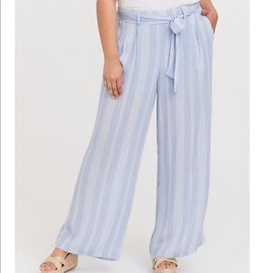 Torrid Blue Geo Stripe Gauze Wide Leg Pant